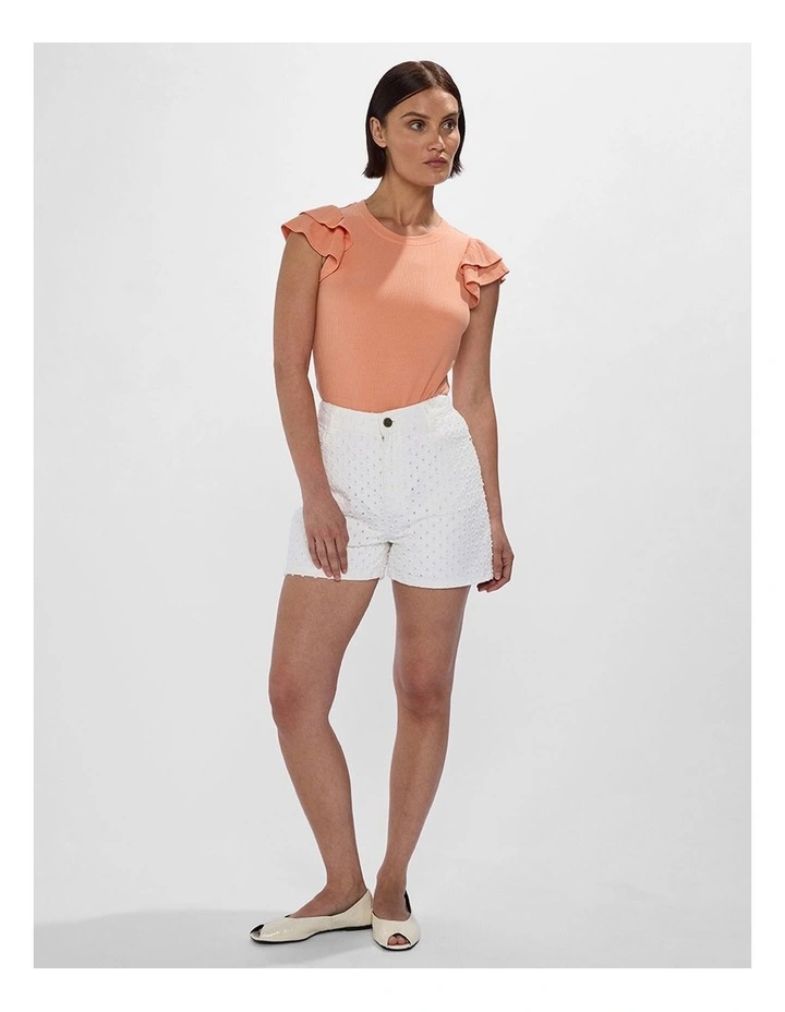 Lilly Ruffle Rib Tank in Coral image 2