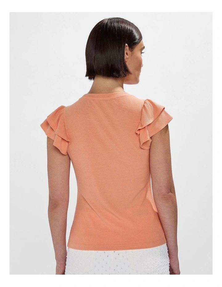 Lilly Ruffle Rib Tank in Coral image 3