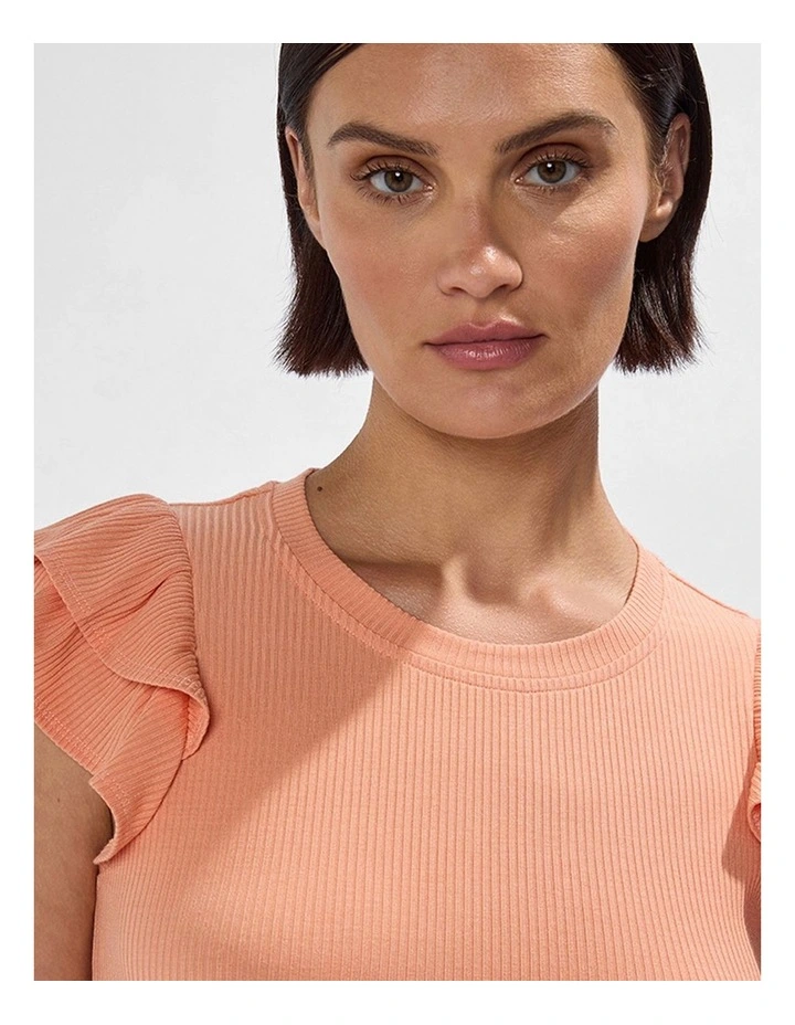 Lilly Ruffle Rib Tank in Coral image 4