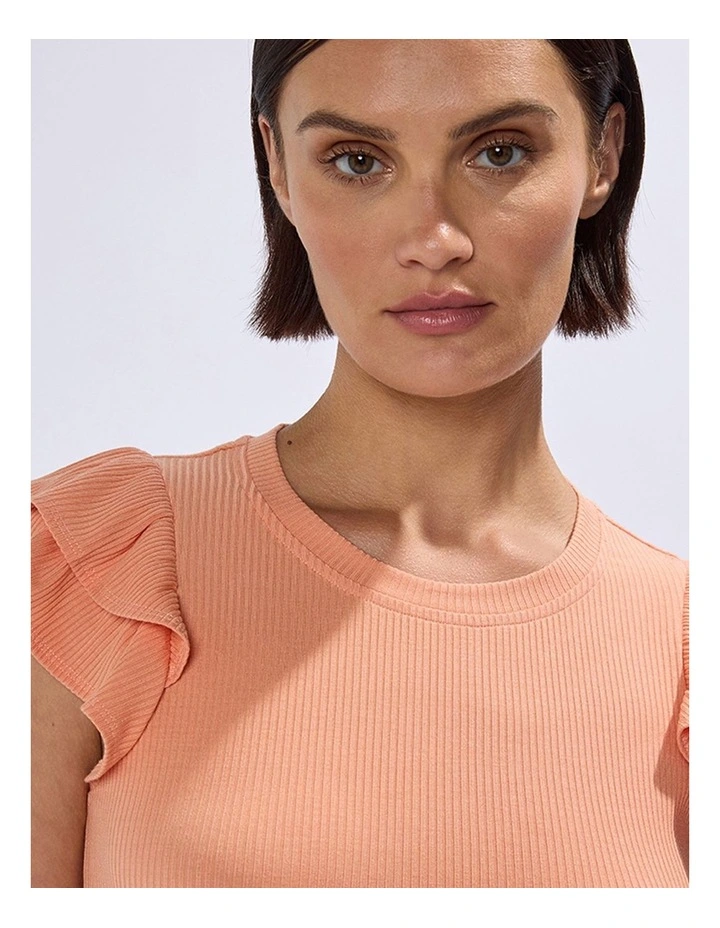 Lilly Ruffle Rib Tank in Coral image 4