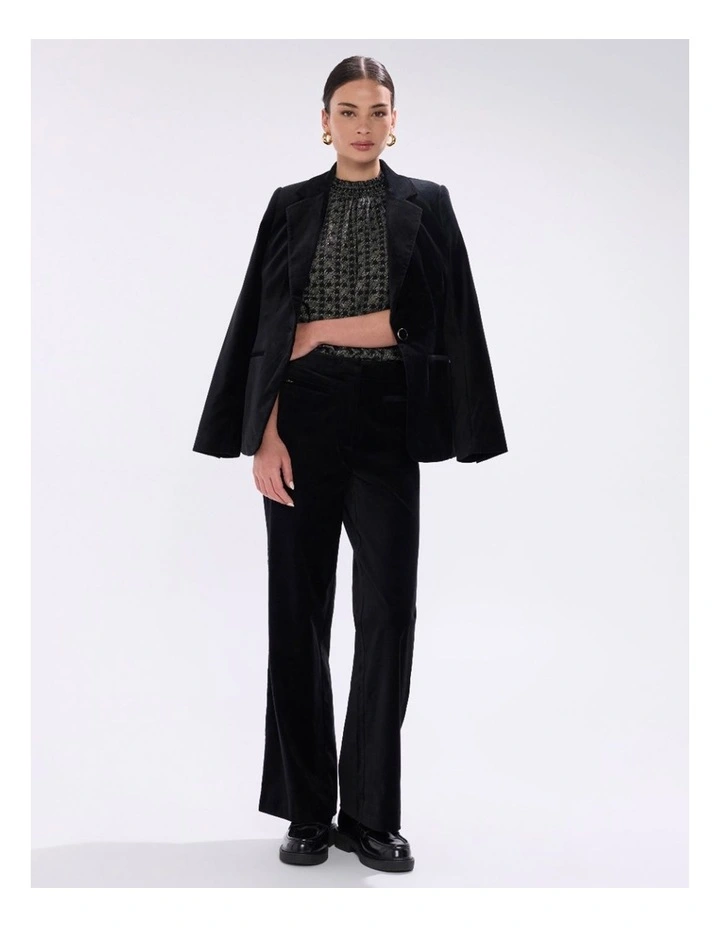 Cece Houndstooth Top in Black Multi image 4