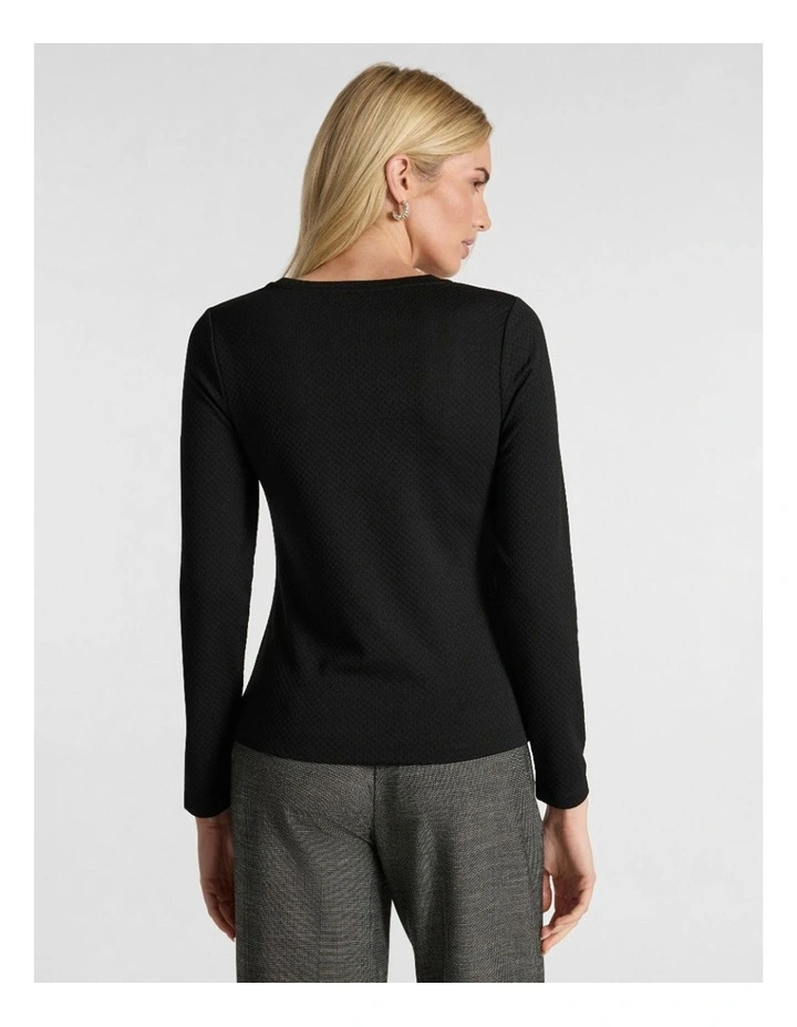 Chloe Textured Top in Black image 3