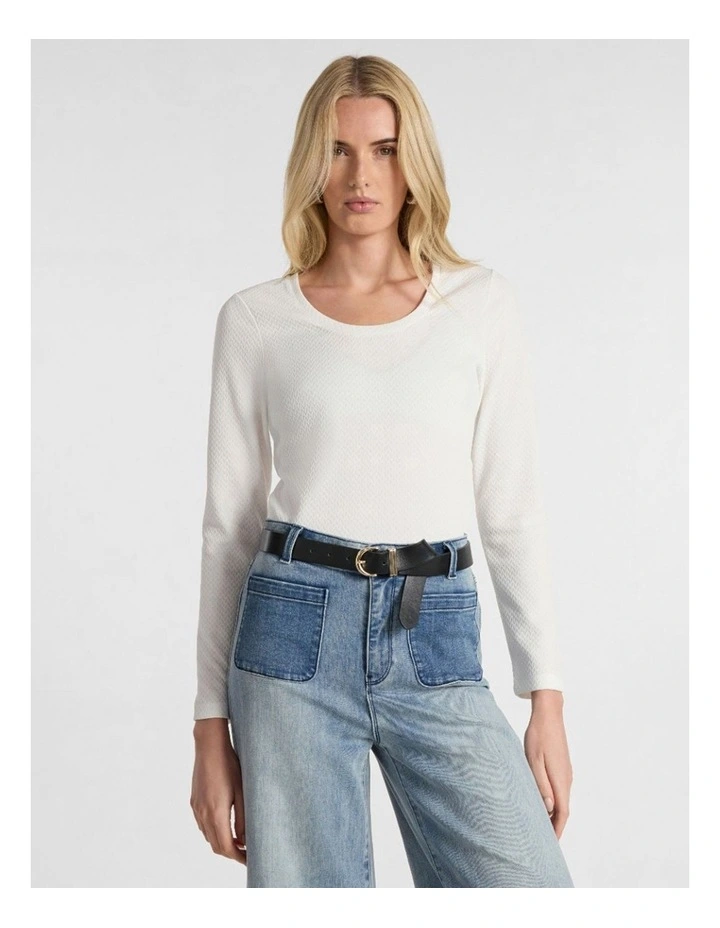 Chloe Textured Top in Ivory image 1