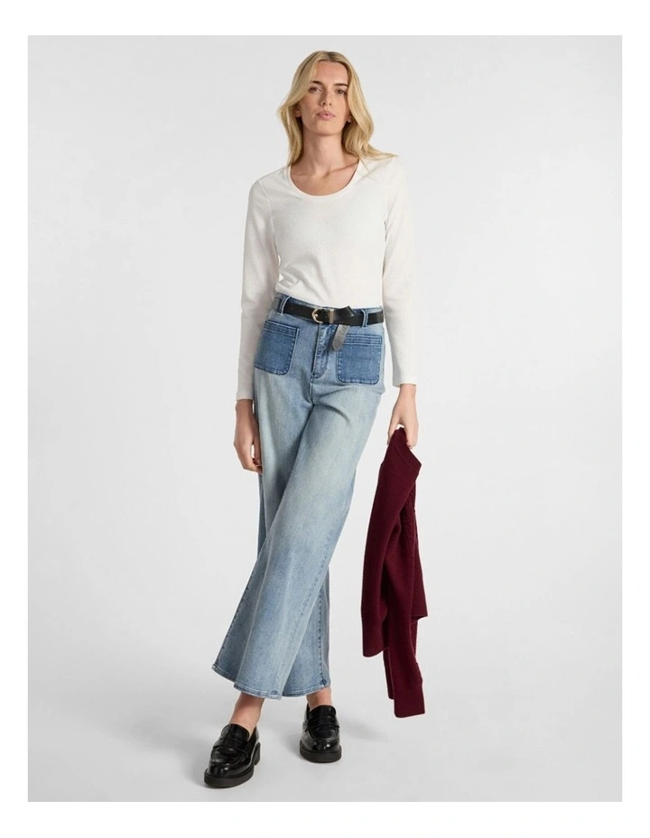 Chloe Textured Top in Ivory image 2
