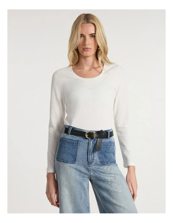Chloe Textured Top in Ivory image 2