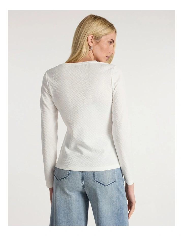 Chloe Textured Top in Ivory image 4