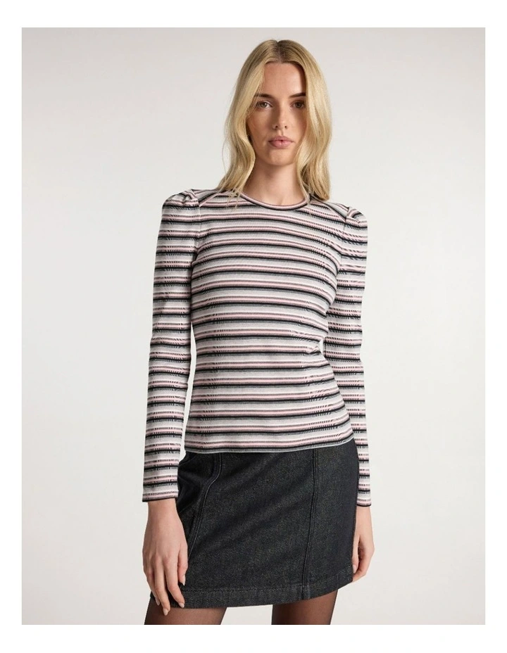 Double Double Stripe Top in Pink Stripe image 2
