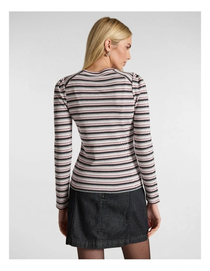 Double Double Stripe Top in Pink Stripe image 3