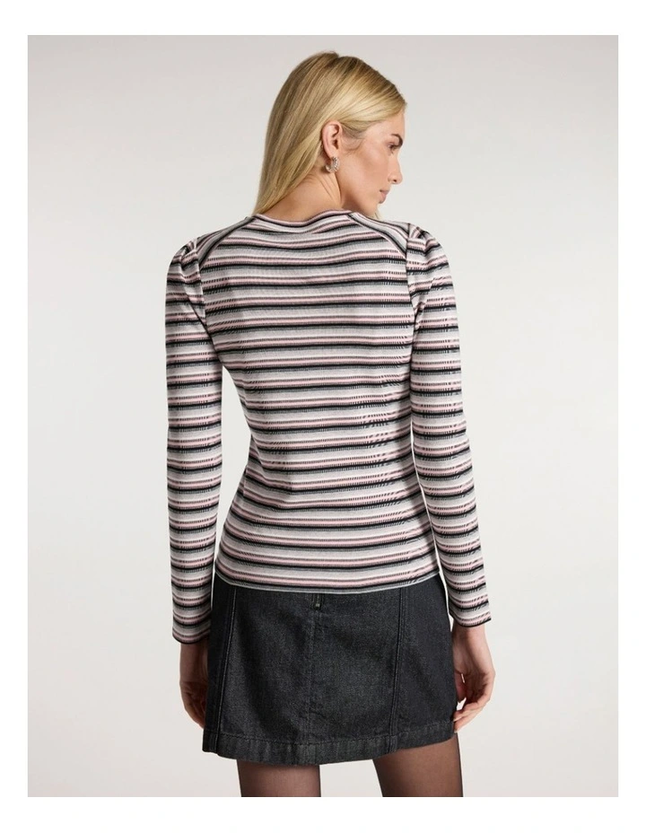 Double Double Stripe Top in Pink Stripe image 4