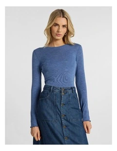 Ginny Babywool Top in Denim Blue