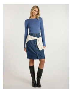 Ginny Babywool Top in Denim Blue