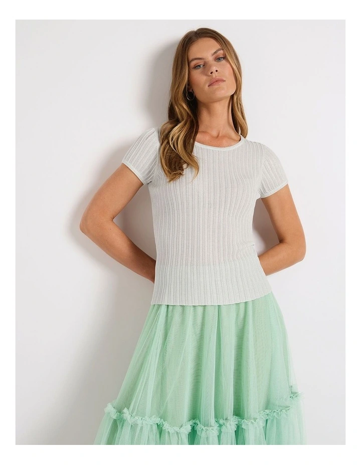 Perez Metallic Rib Tee in Silver image 2