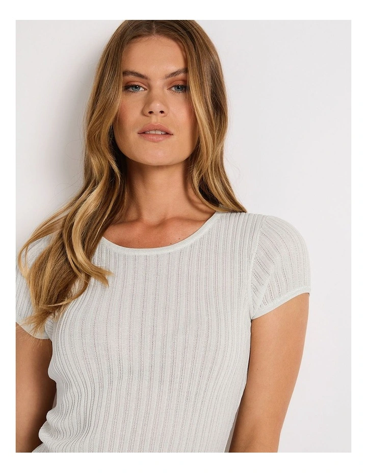 Perez Metallic Rib Tee in Silver image 4