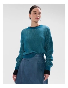 Connie Contrast Knit in Teal Multi