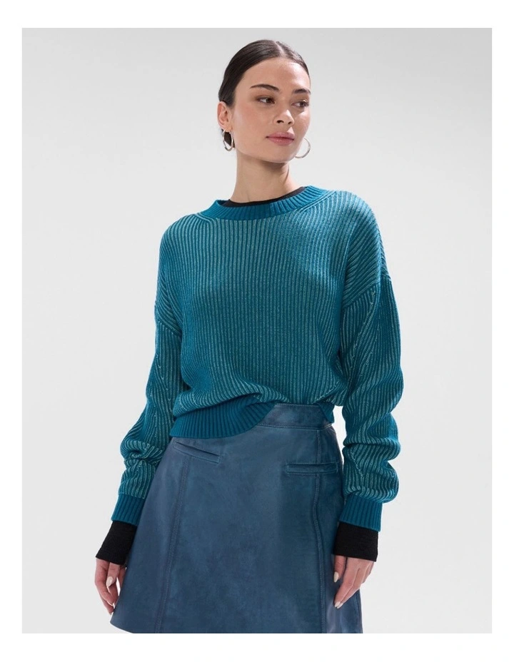 Connie Contrast Knit in Teal Multi image 1
