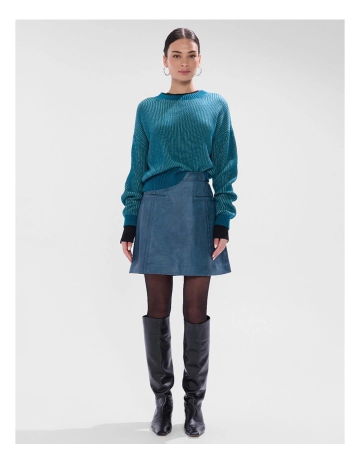 Connie Contrast Knit in Teal Multi image 2