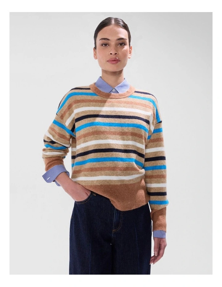 Snowfall Stripe Knit in Camel Multi image 1