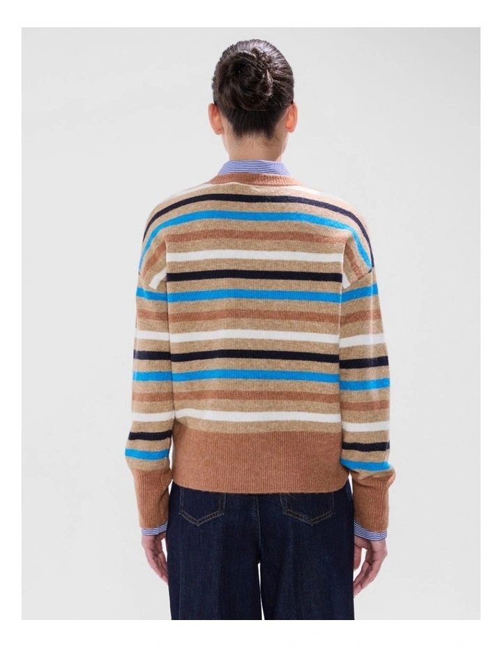 Snowfall Stripe Knit in Camel Multi image 3