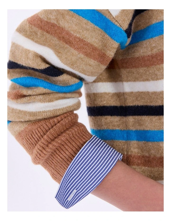 Snowfall Stripe Knit in Camel Multi image 3