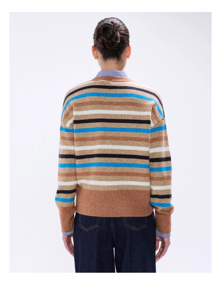 Snowfall Stripe Knit in Camel Multi image 4