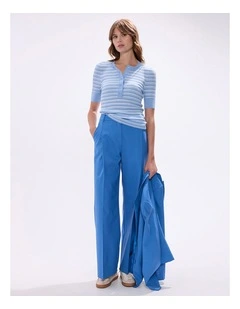 Keva Button Front Knit in Pearl Blue