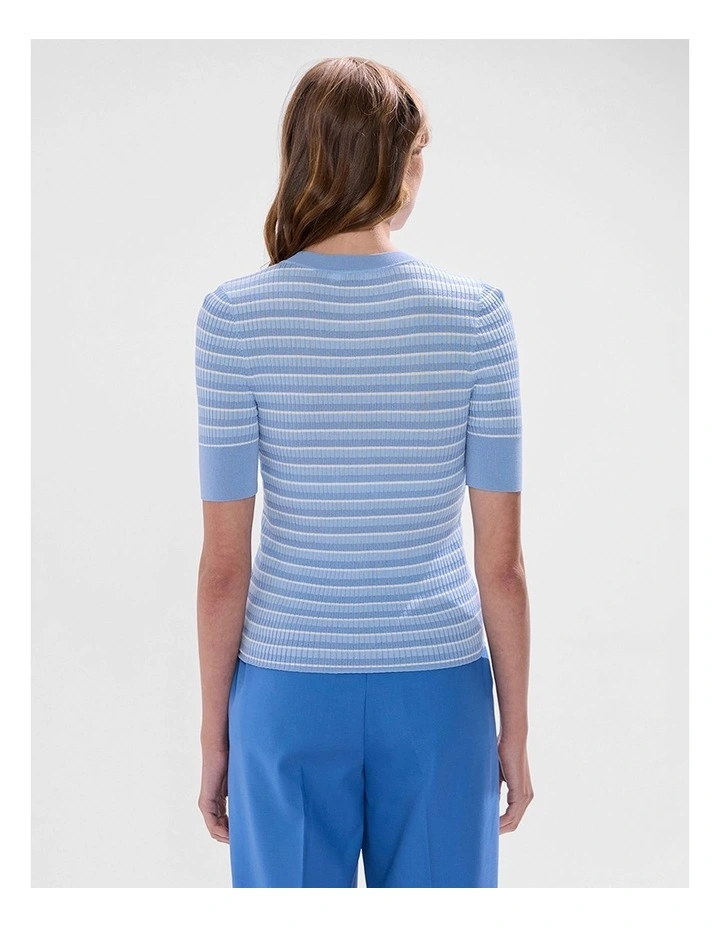 Keva Button Front Knit in Pearl Blue image 3