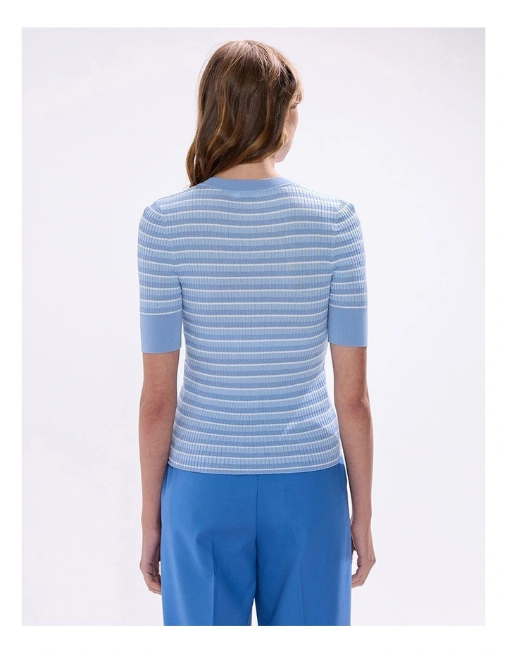 Keva Button Front Knit in Pearl Blue image 3