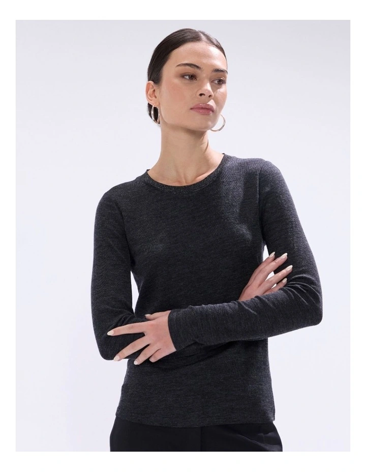 Bellamy Babywool Top in Charcoal Melange image 2