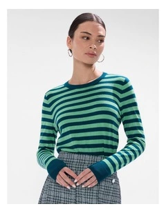 Let Go Csc Stripe Knit in Green Stripe