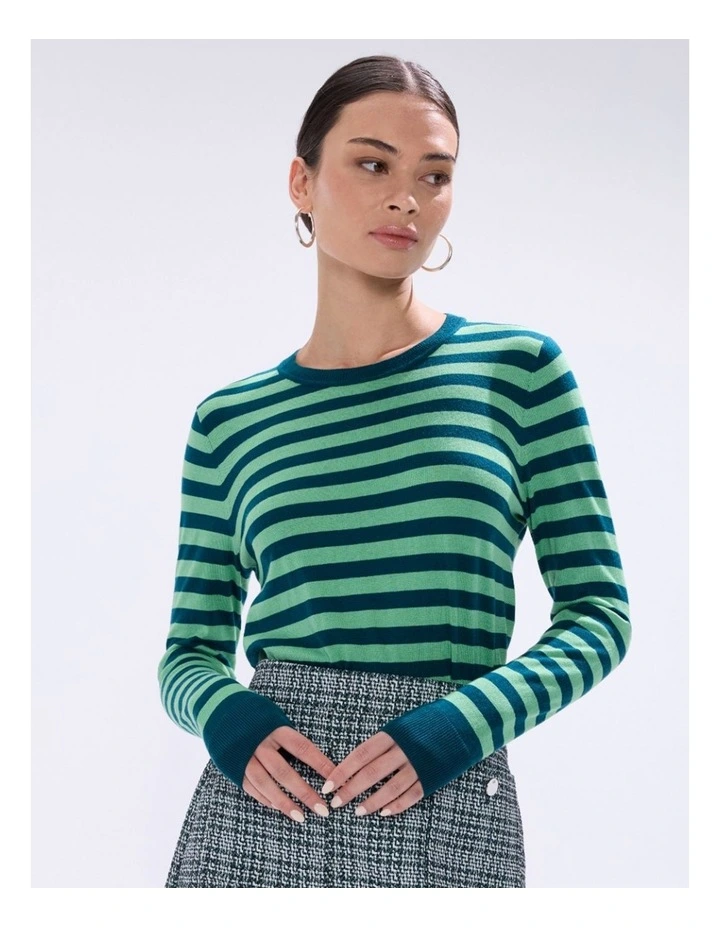 Let Go Csc Stripe Knit in Green Stripe image 1