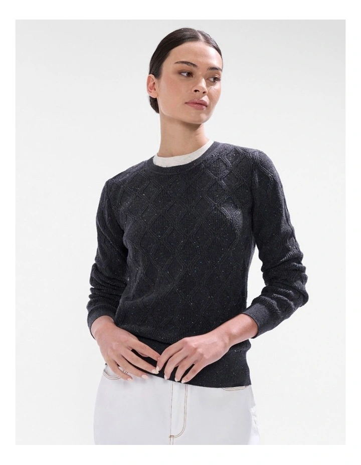 Sarah Cotton Speckle Knit in Charcoal image 1