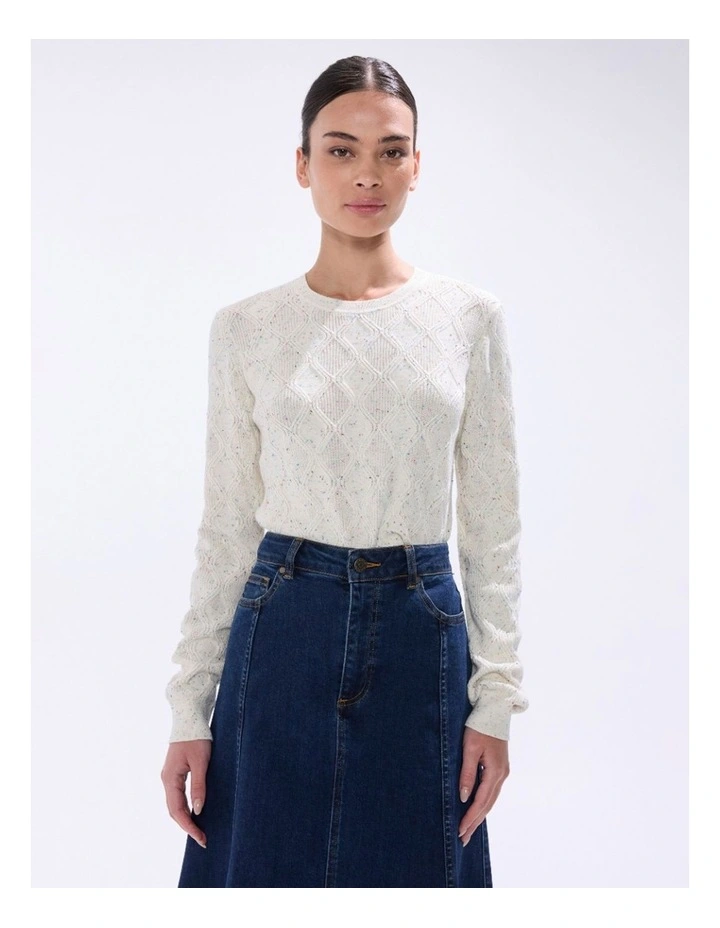 Sarah Cotton Speckle Knit in Ivory image 2