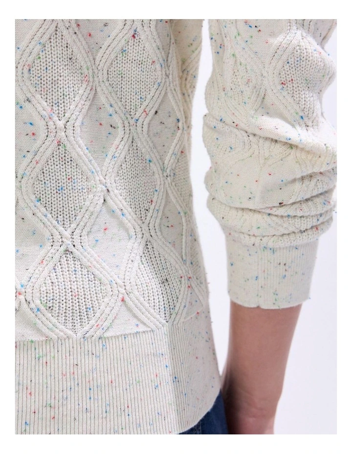 Sarah Cotton Speckle Knit in Ivory image 3