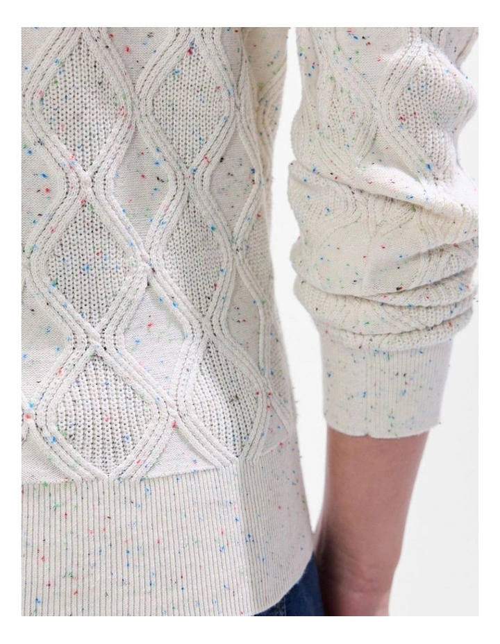 Sarah Cotton Speckle Knit in Ivory image 4