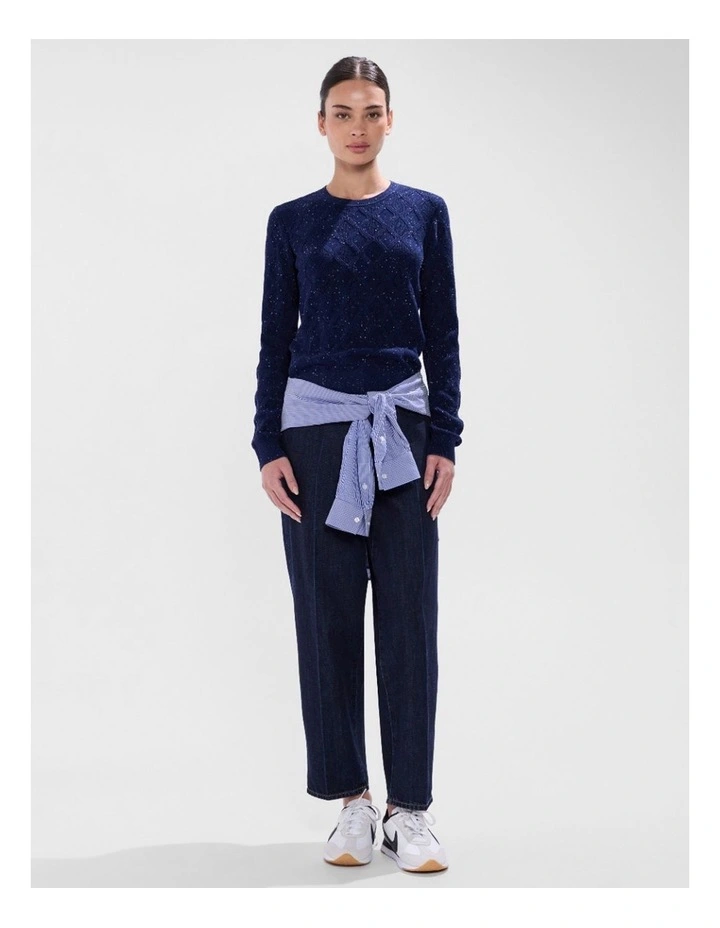 Sarah Cotton Speckle Knit in Moonlit Navy image 1