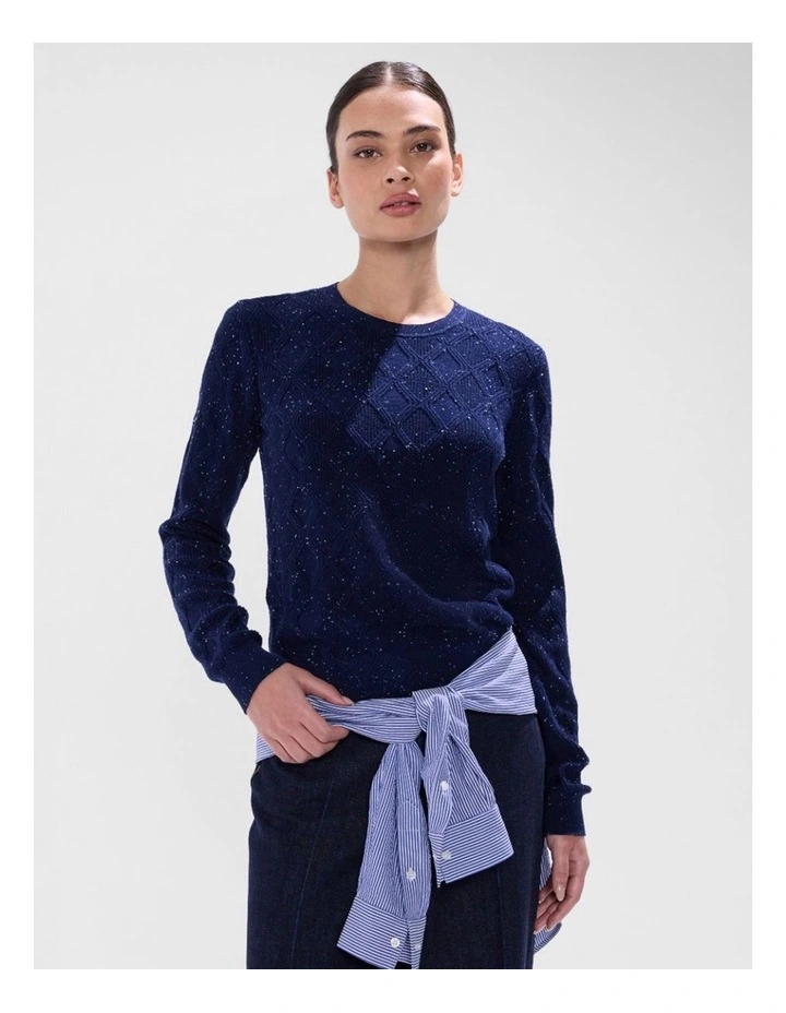 Sarah Cotton Speckle Knit in Moonlit Navy image 2