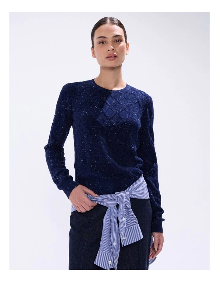 Sarah Cotton Speckle Knit in Moonlit Navy image 2