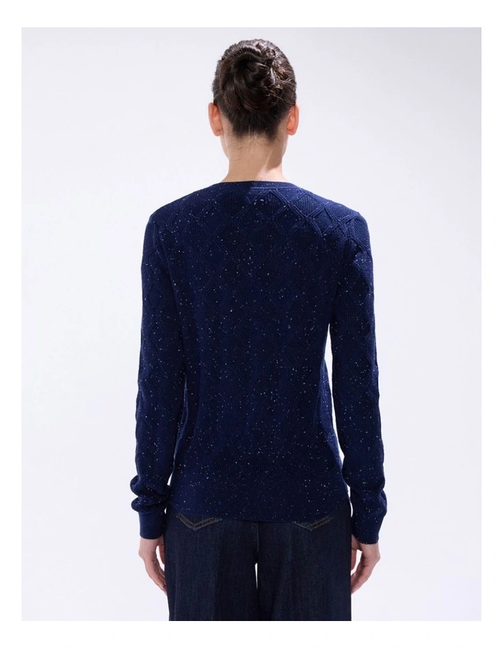 Sarah Cotton Speckle Knit in Moonlit Navy image 4
