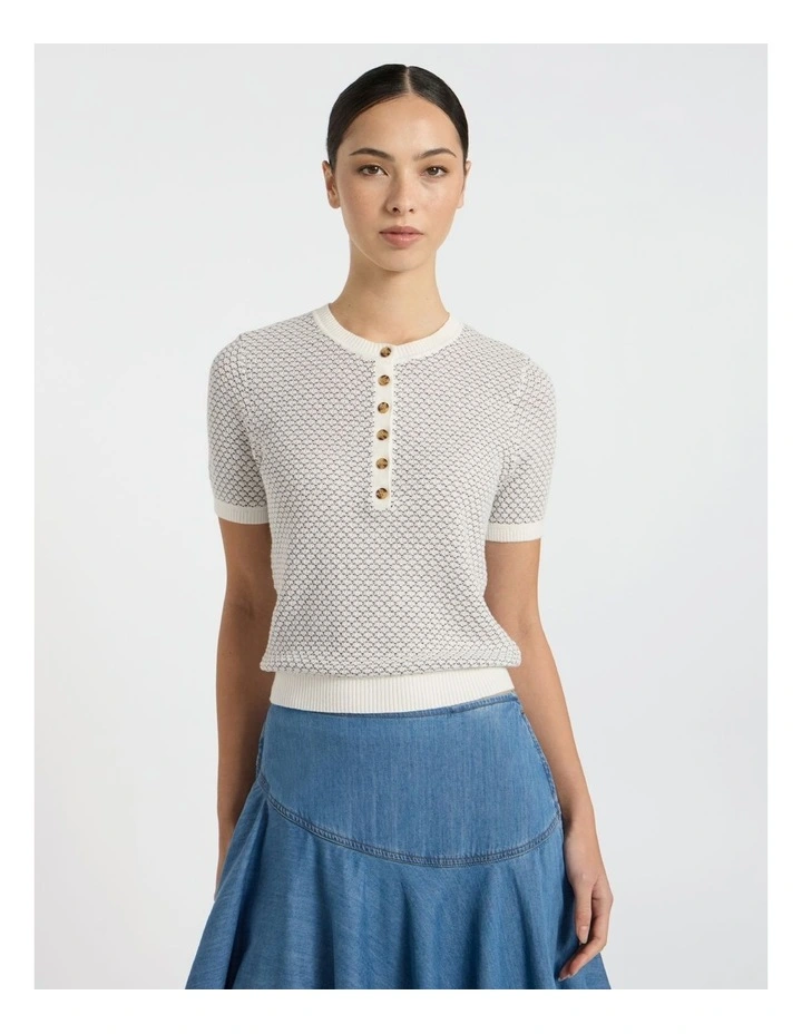 Elsa Cotton Knit in Ivory Multi image 2