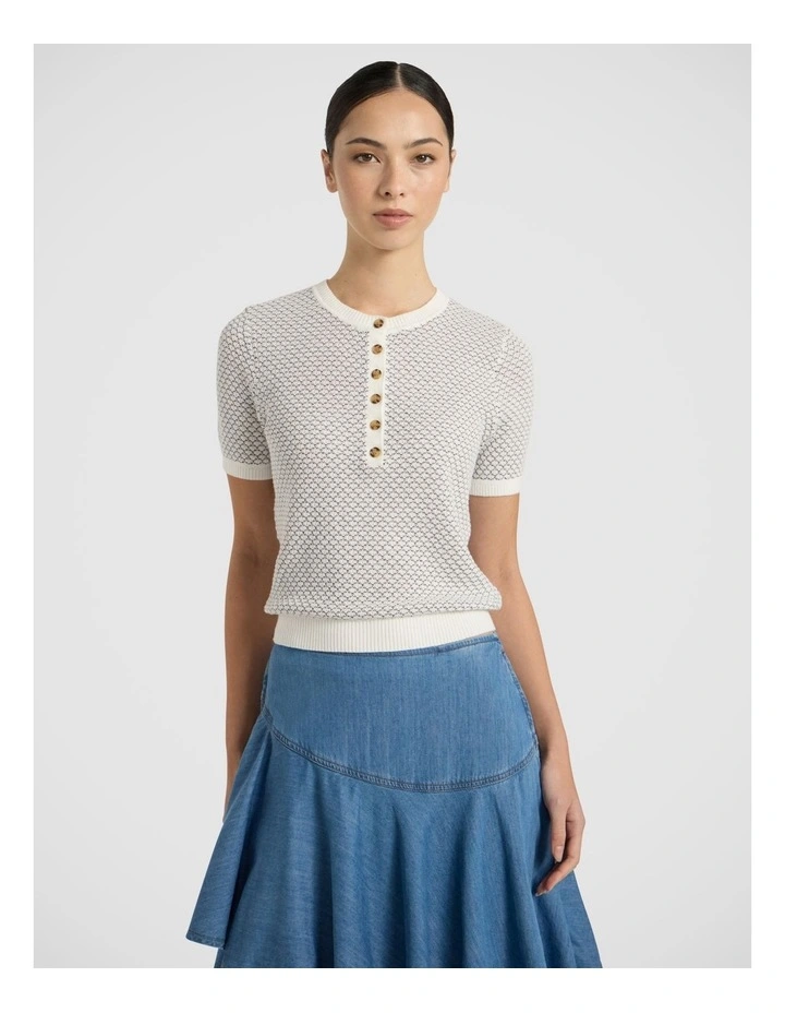 Elsa Cotton Knit in Ivory Multi image 2