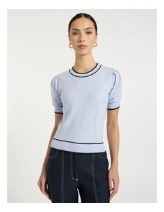 Act One Cotton Cashmere Knit in Arctic Blue