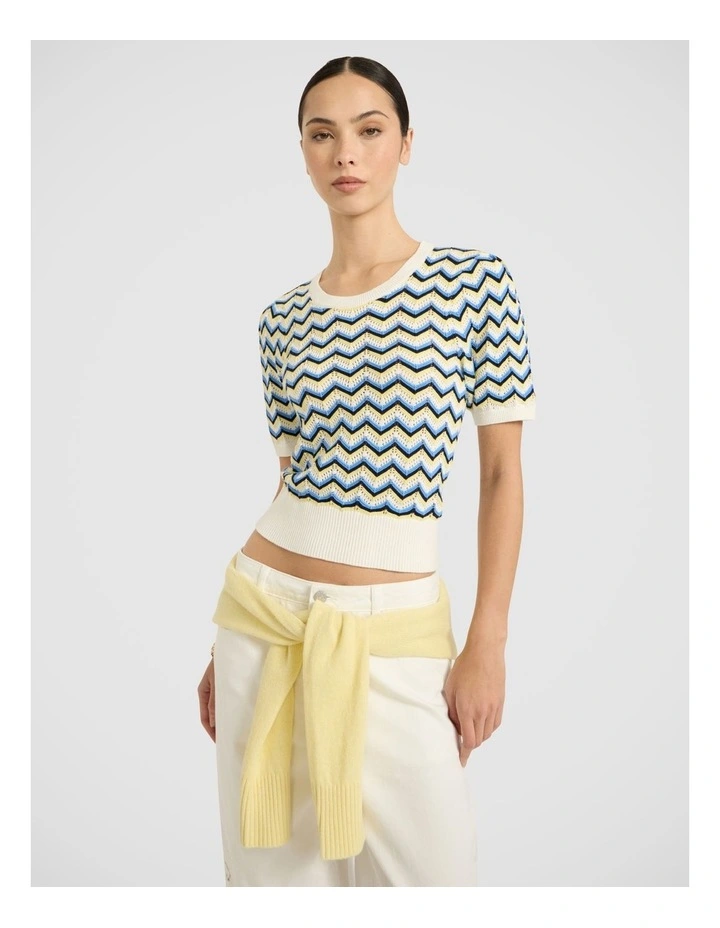 Tony Zig Zag Cotton Knit in Navy Multi image 2