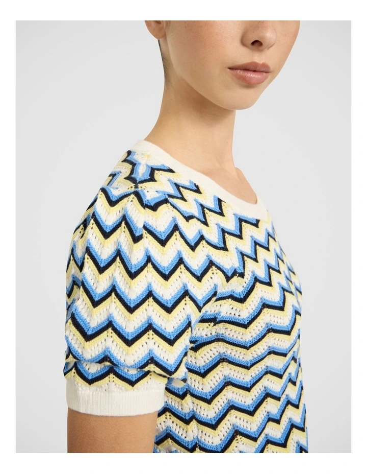 Tony Zig Zag Cotton Knit in Navy Multi image 3