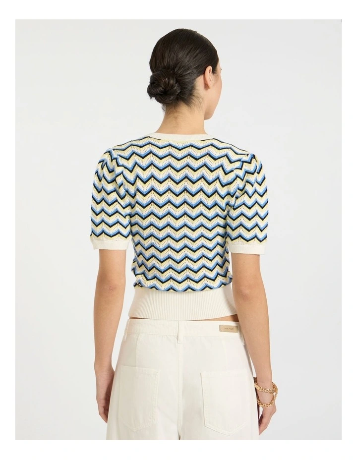 Tony Zig Zag Cotton Knit in Navy Multi image 4