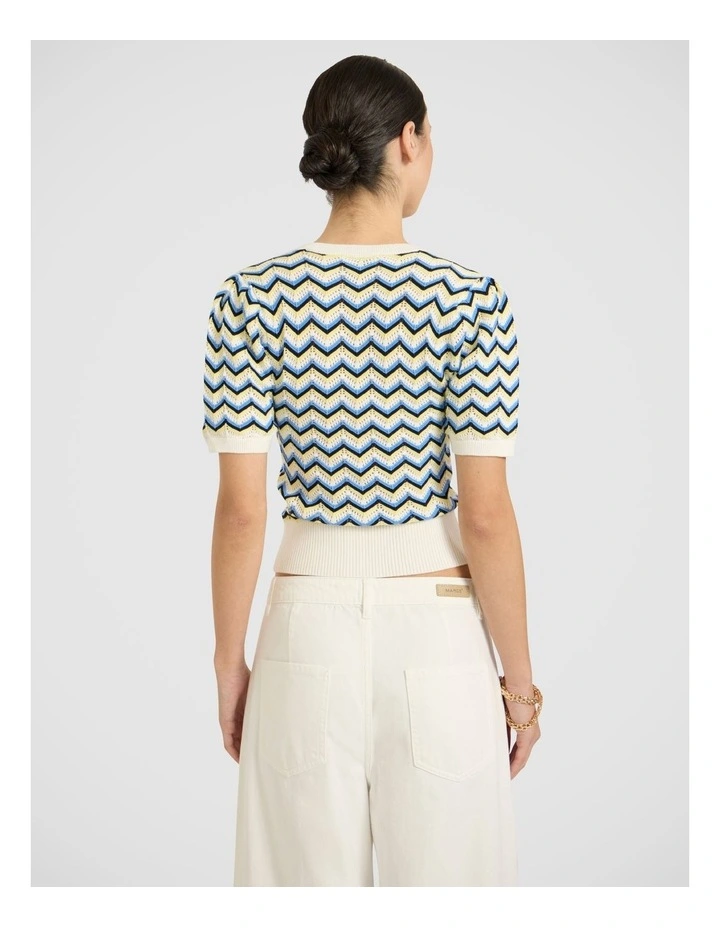 Tony Zig Zag Cotton Knit in Navy Multi image 4
