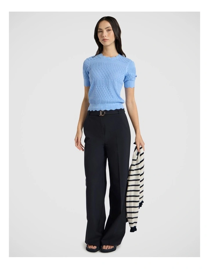 Helena Pointelle Cotton Knit in Pacific Blue image 1