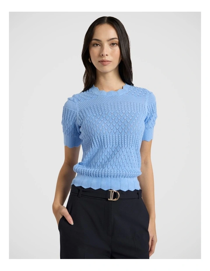 Helena Pointelle Cotton Knit in Pacific Blue image 2