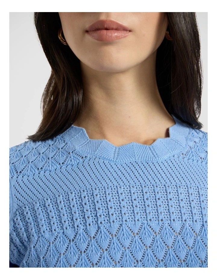 Helena Pointelle Cotton Knit in Pacific Blue image 3