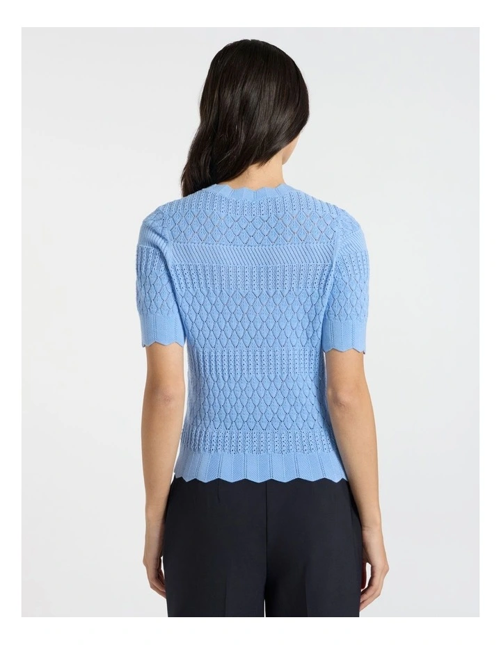 Helena Pointelle Cotton Knit in Pacific Blue image 4