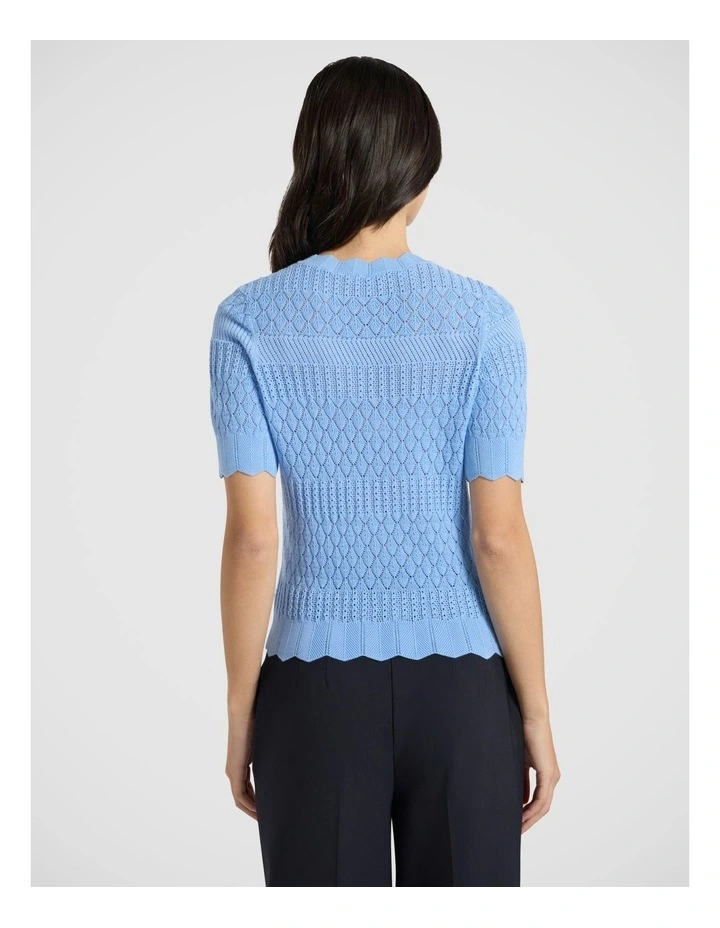Helena Pointelle Cotton Knit in Pacific Blue image 4
